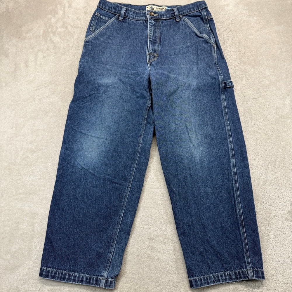 Vintage Phys.Sci. Jeans Mens 34x30 Blue Carpenter Relaxed Wide Leg Skater‎ Y2K